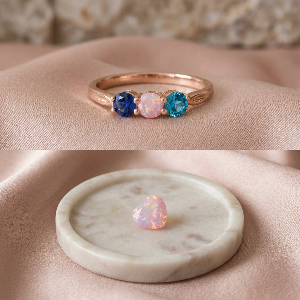October birthstone cue separate from photographed ring