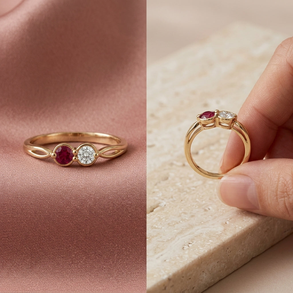 Two distinct birthstone positions for Mother's ring