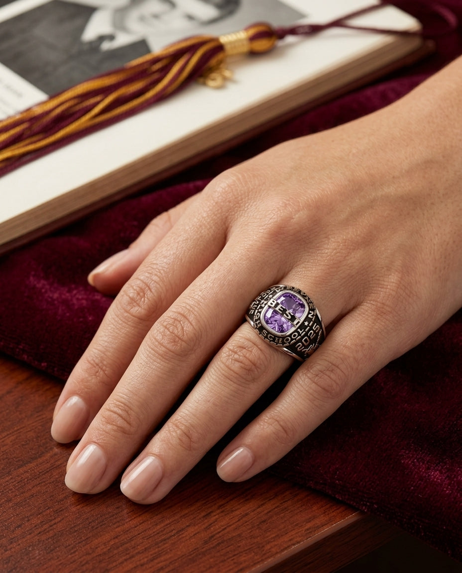 Finished graduation ring worn