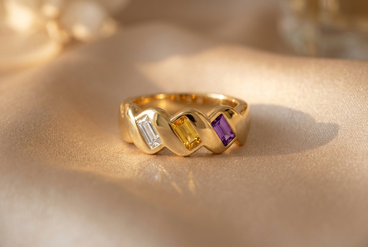 Three-stone mother's ring hero