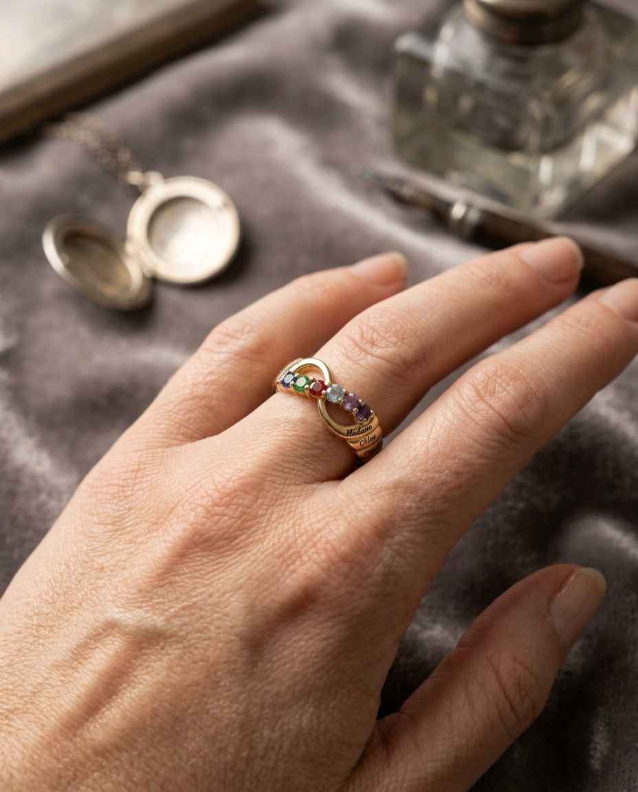 Grandchildren represented by multiple birthstones