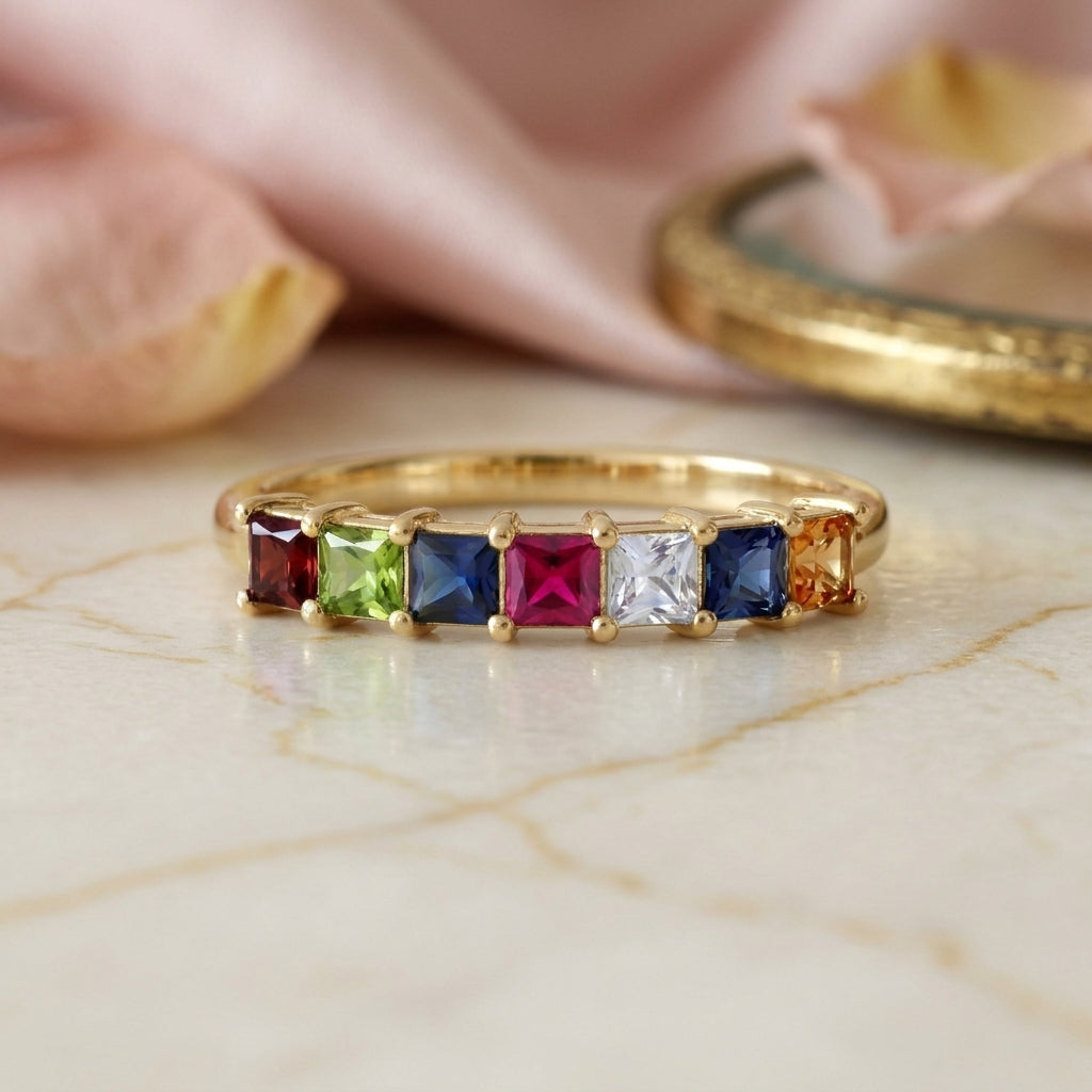 Seven birthstone positions macro