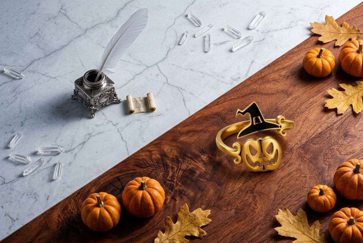 Ghost versus pumpkin Halloween ring comparison