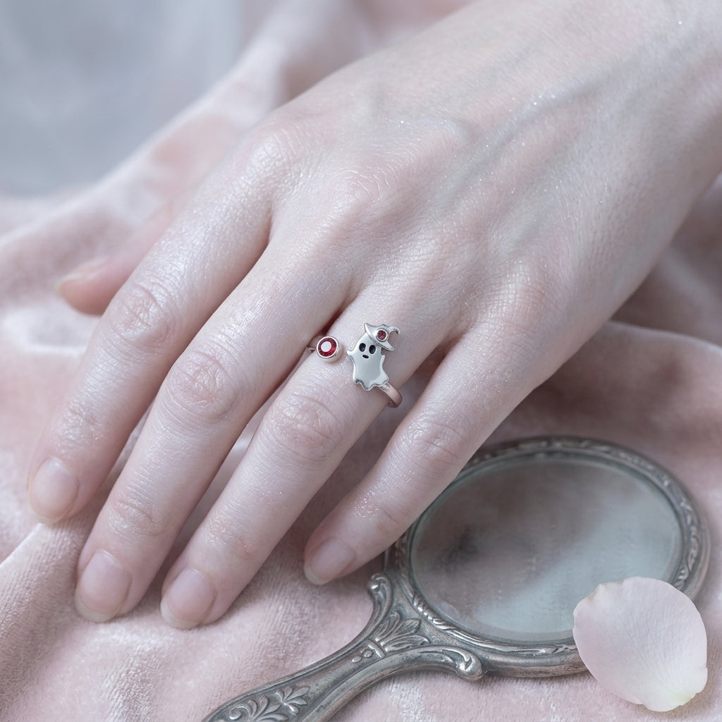 Ghost birthstone ring worn