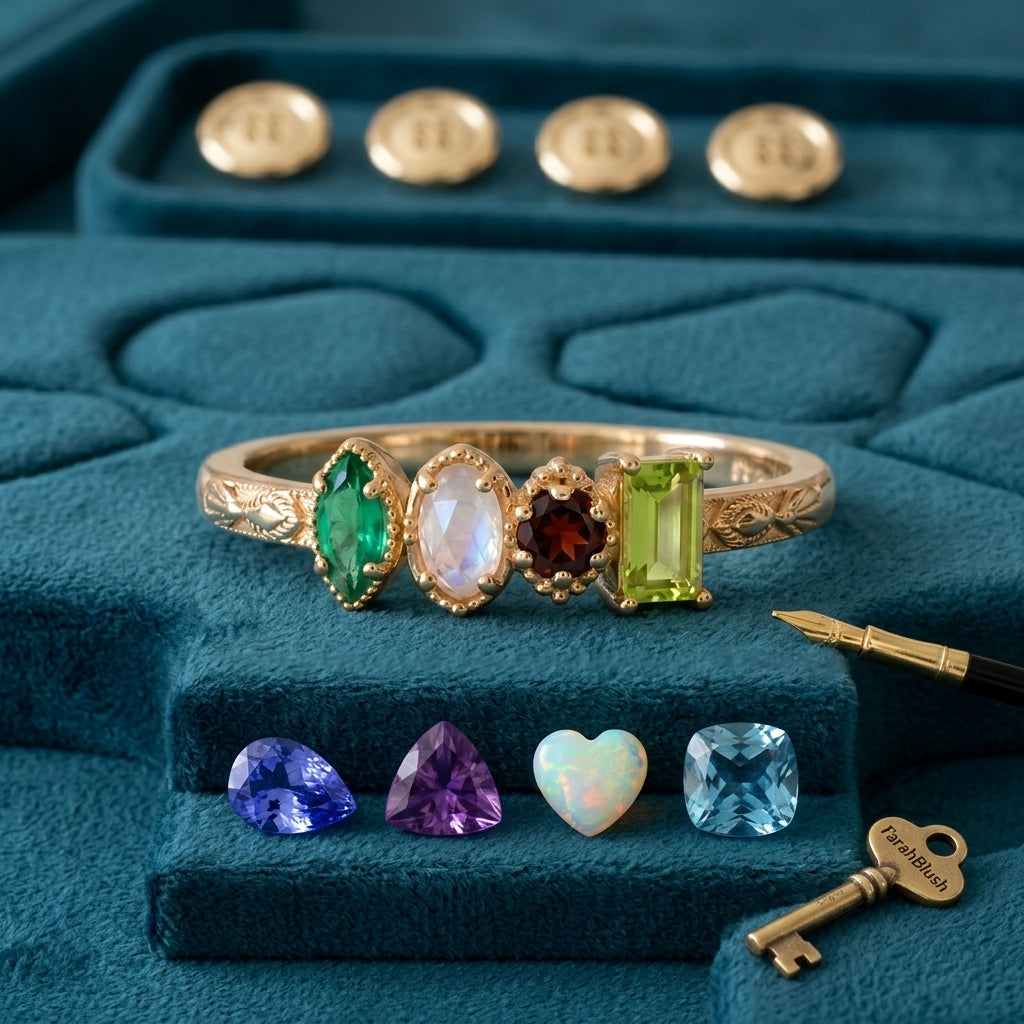 Four birthstone positions with mixed shapes
