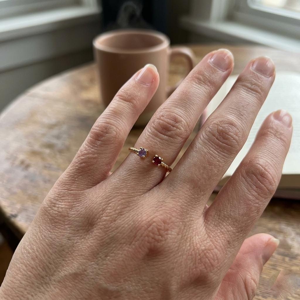 Personalized Two Stone Birthstone Ring | Twisted Band for Mom and Daughter Birthstone Ring | Heartfelt Mother's Day Gift