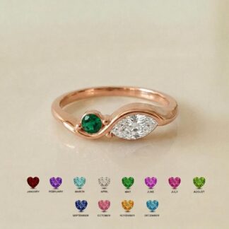 Personalized two-stone family birthstone ring