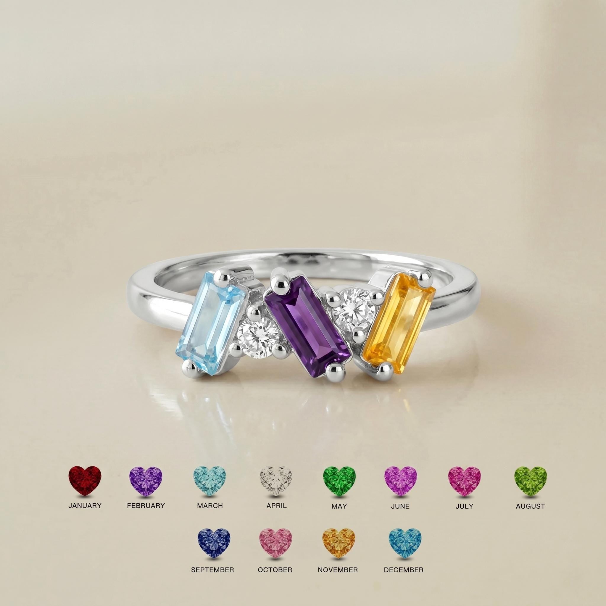 BRS010 1 to 5 birthstone family ring