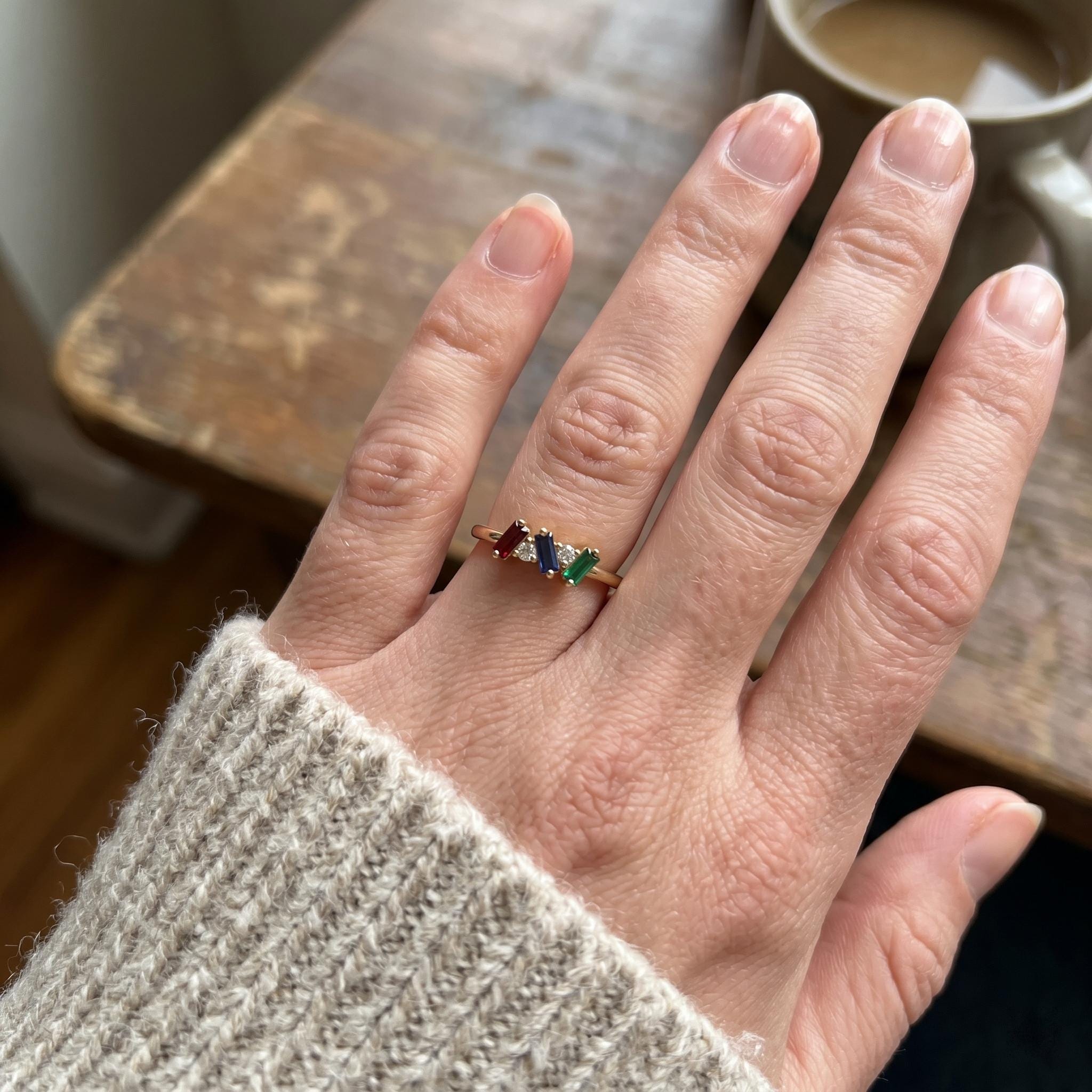 Birthstone Ring for Mother's Day with Custom Color | Personalized Color Birthstone Ring | Meaningful Mother Daughter Jewelry