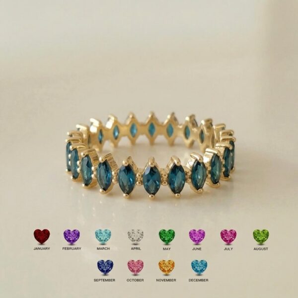 Personalized marquise eternity birthstone ring