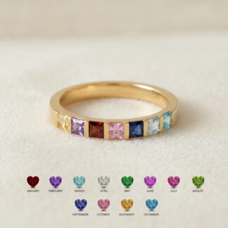 BRS015 minimalist birthstone band for Mom