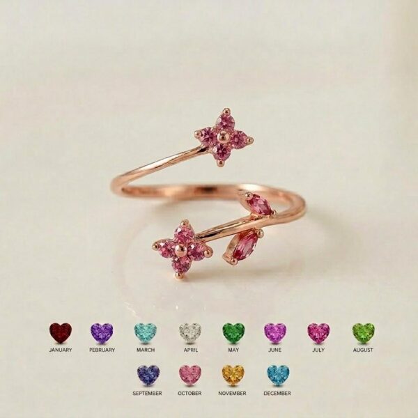 BRS038 flower wrap birthstone ring