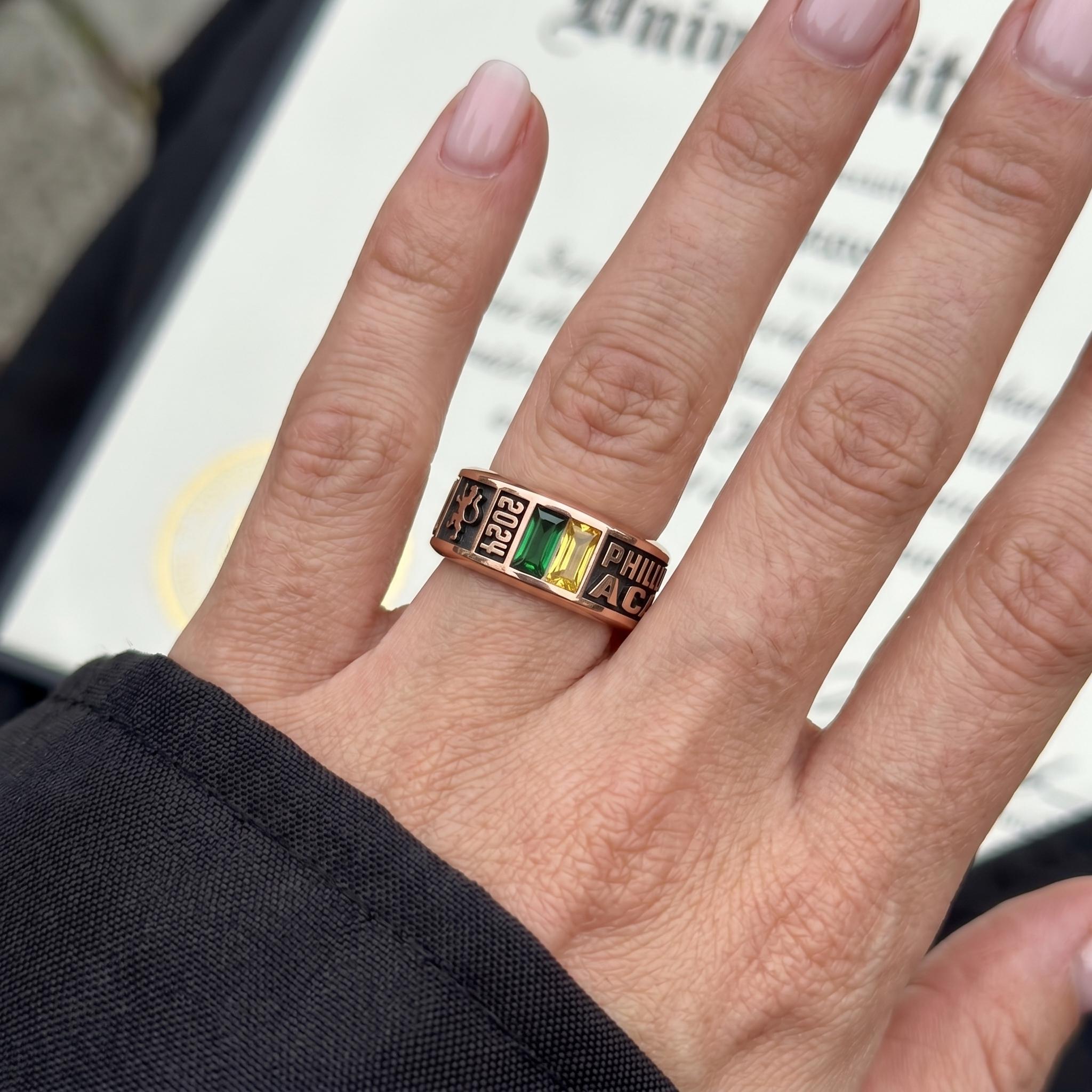 Personalized Graduation Class Ring with Birthstones | Custom College Ring Gift | Vintage Inspired Graduation Keepsake Jewelry