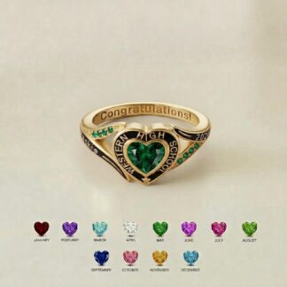 Personalized heart graduation ring for senior class