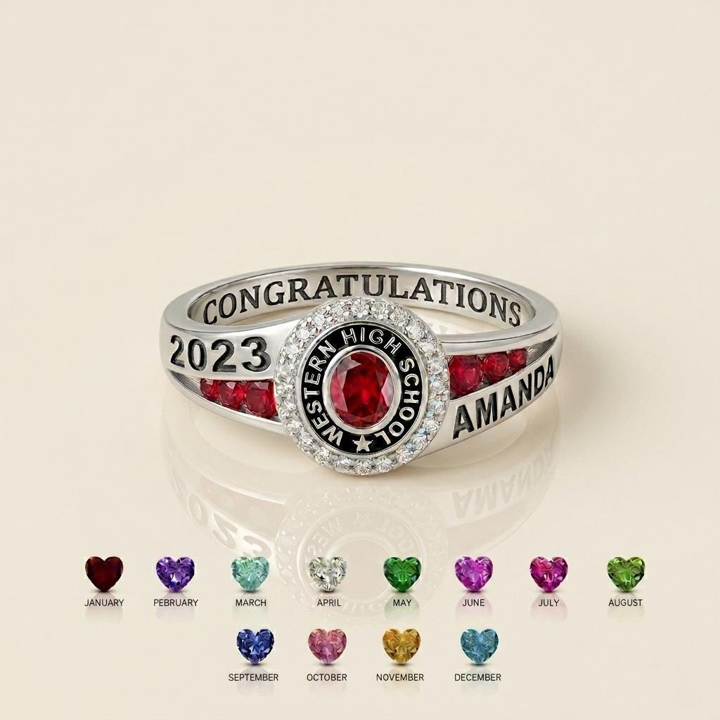 BRS044 graduation birthstone ring