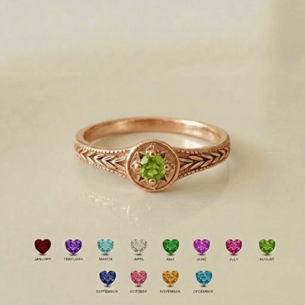 FarahBlush single-stone personalized birthstone ring