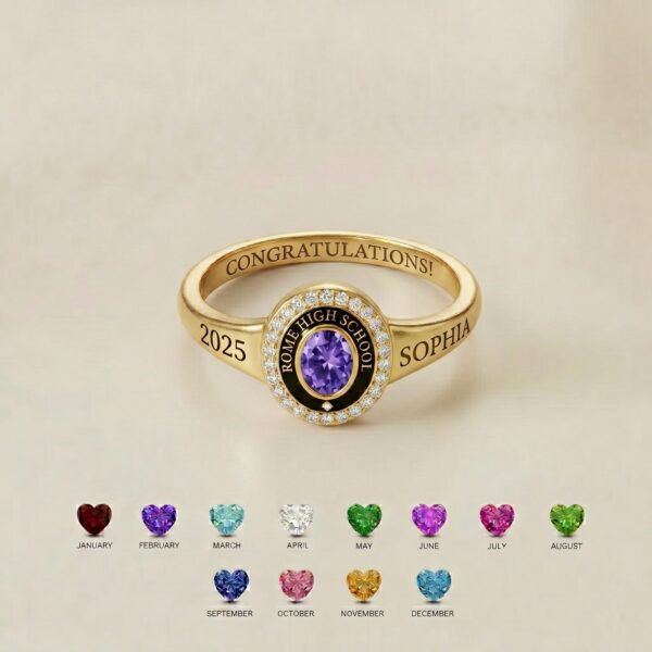 BRS049 minimalist class birthstone ring