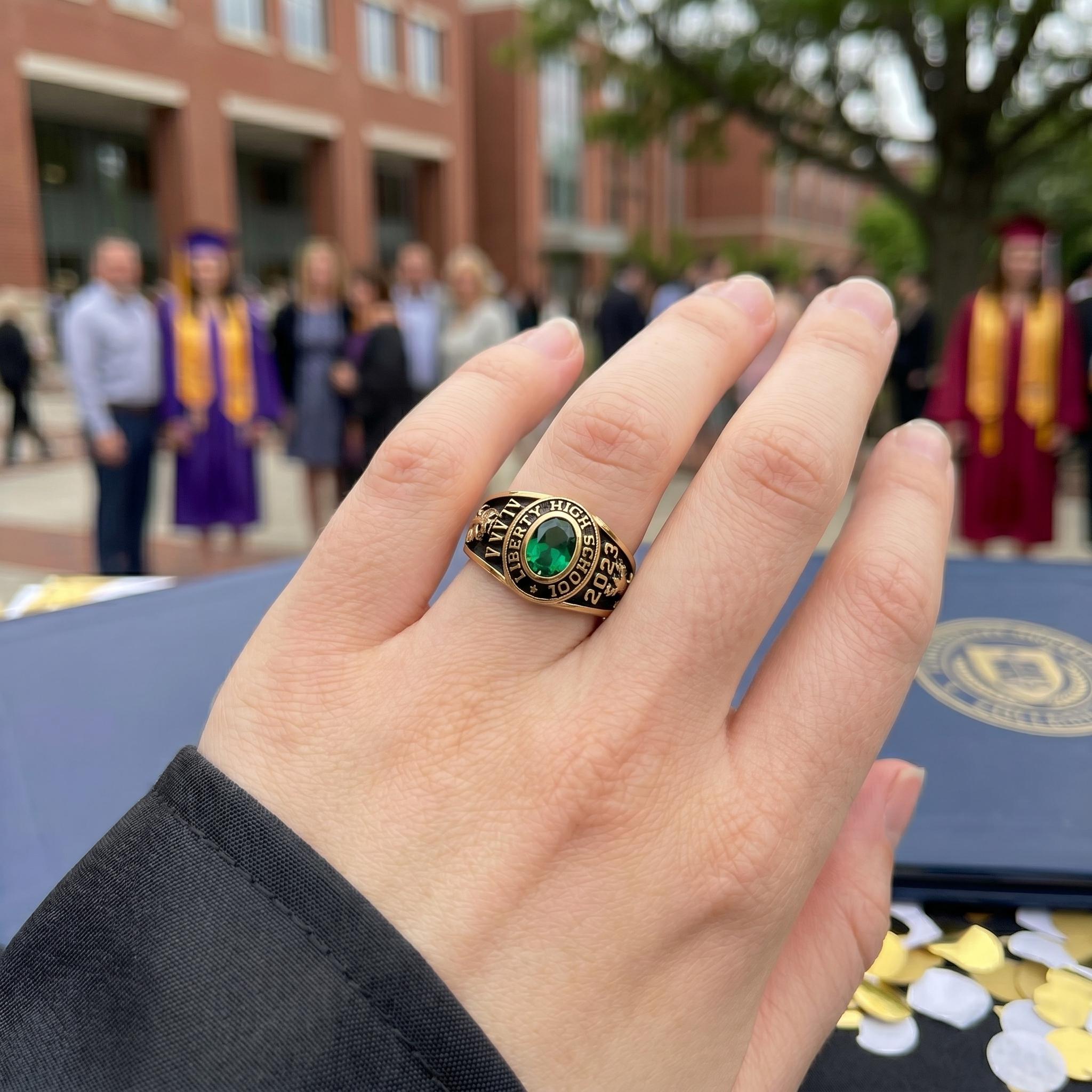Personalized School Class Birthstone Ring | Custom Graduation Birthstone Jewelry | College Graduation Gift | BRS045