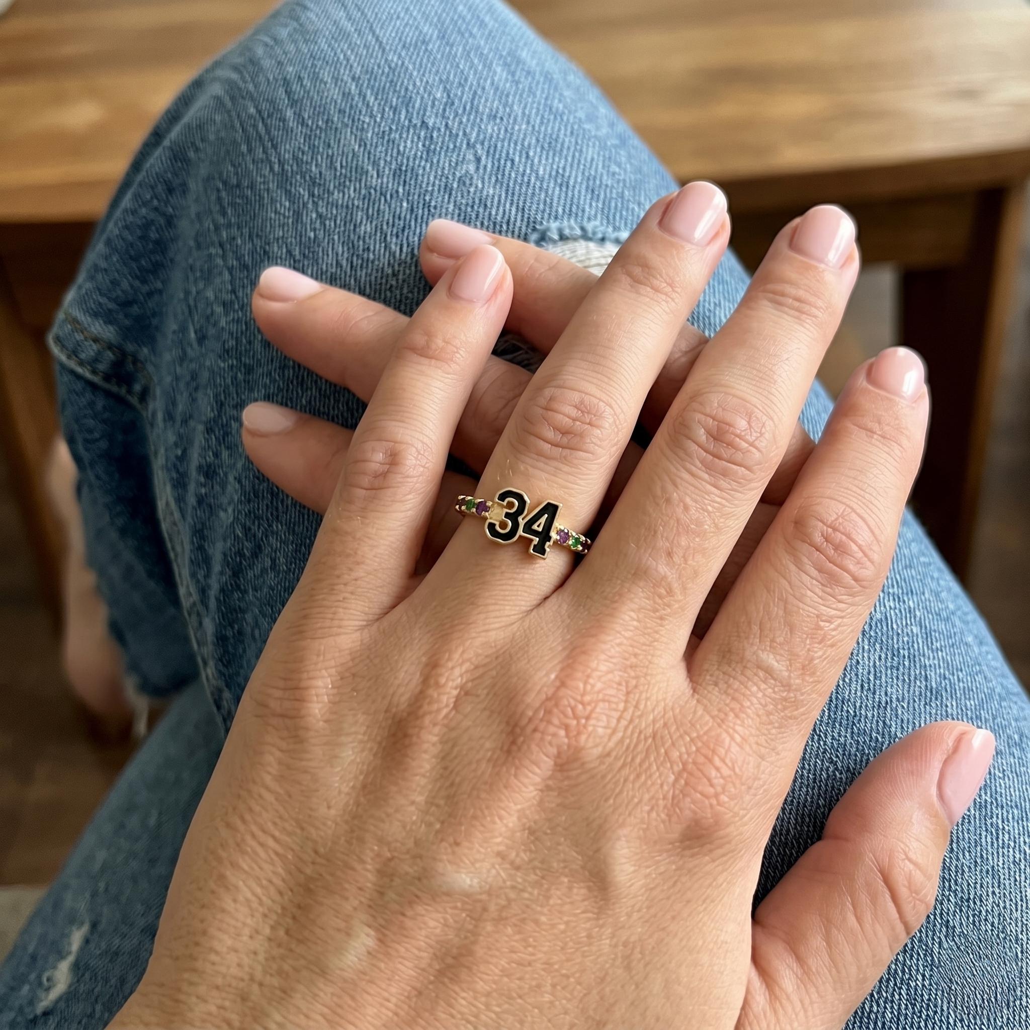 Personalized Number Ring for Daughter | Custom Birthstone Class Year Ring Gift | Graduation Jewelry from Mom | BRS071