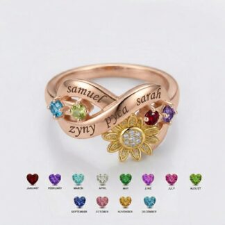 BRS106 sunflower name and birthstone ring