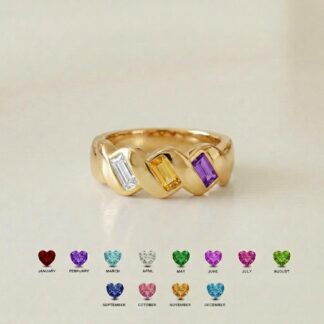 Personalized three-birthstone family band