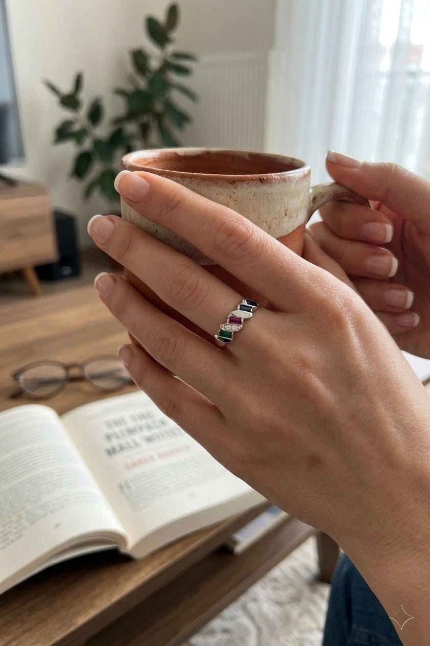 Personalized 3 Birthstone Ring for Mom | Custom Family Birthstone Band Gift | Mothers Day Jewelry for Grandma Mother | BRS107