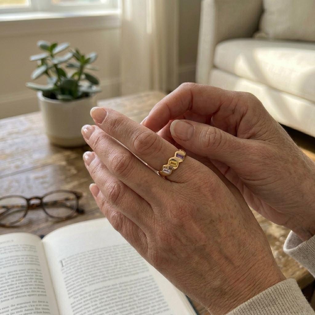 Personalized 3 Birthstone Ring for Mom | Custom Family Birthstone Band Gift | Mothers Day Jewelry for Grandma Mother | BRS107