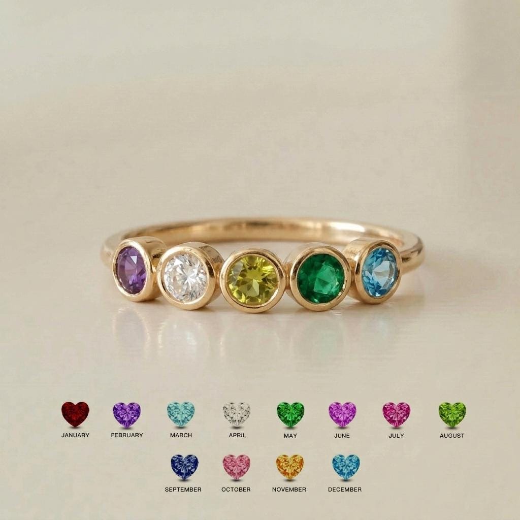 BRS067 bezel birthstone ring