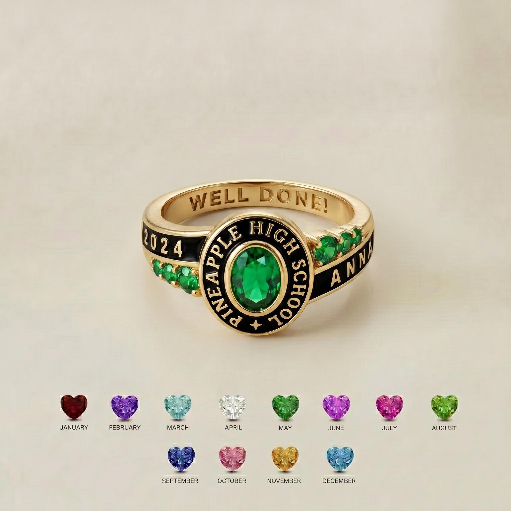 BRS046 elegant graduation birthstone ring