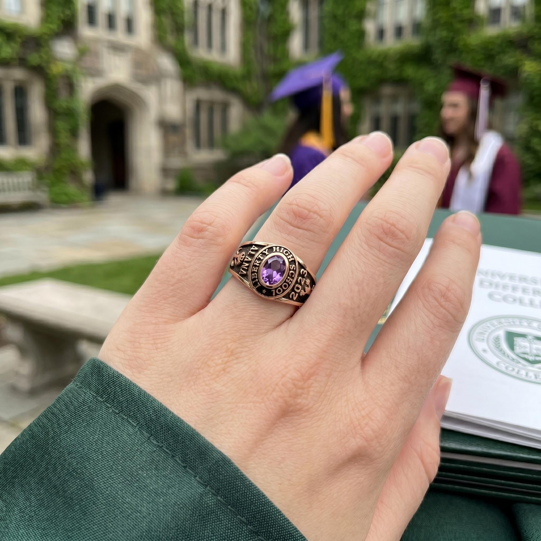 Personalized School Class Birthstone Ring | Custom Graduation Birthstone Jewelry | College Graduation Gift | BRS045