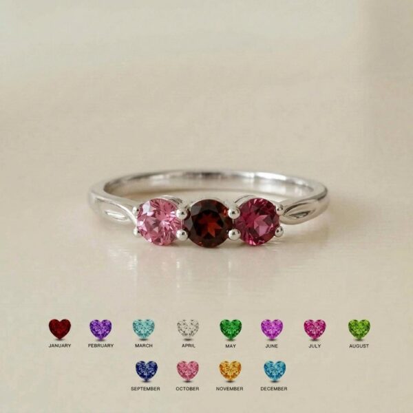 Two or three stone family birthstone ring