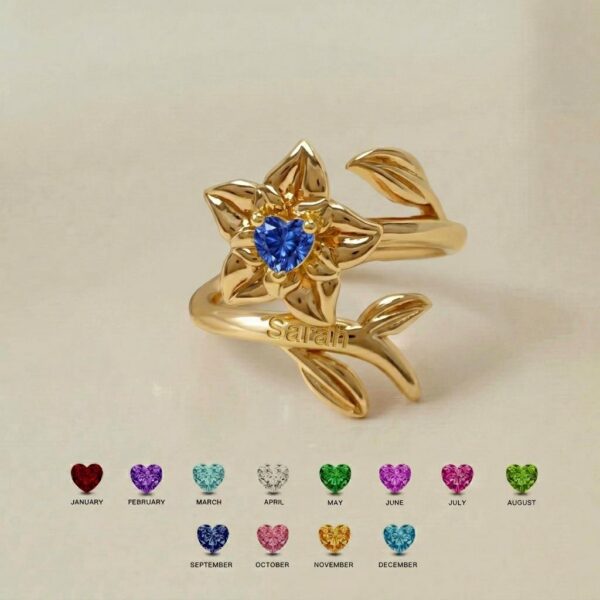 BRS054 birthstone flower name ring