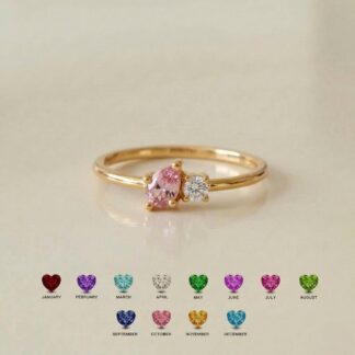 Personalized two-stone birthstone promise ring