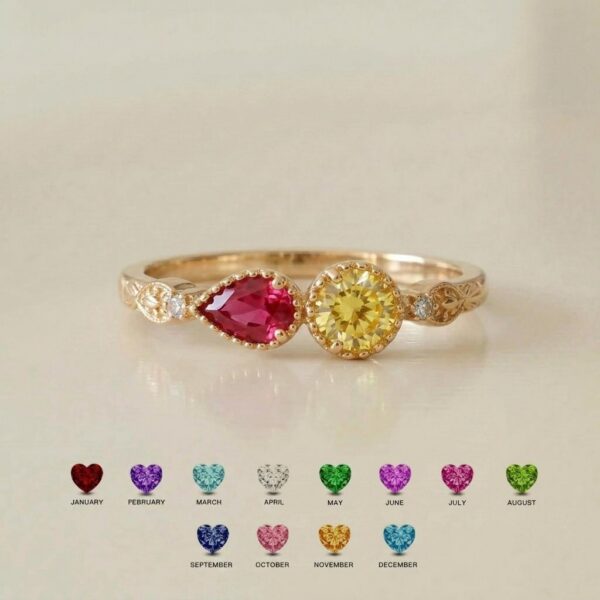 BRS059 multi-stone family birthstone ring