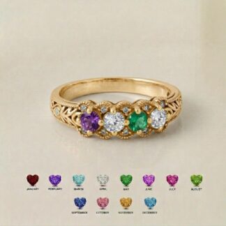 BRS102 personalized multi-stone birthstone ring