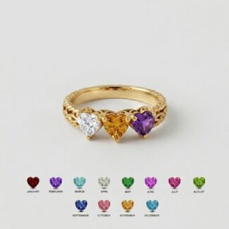 BRS104 three separate heart-shaped birthstones