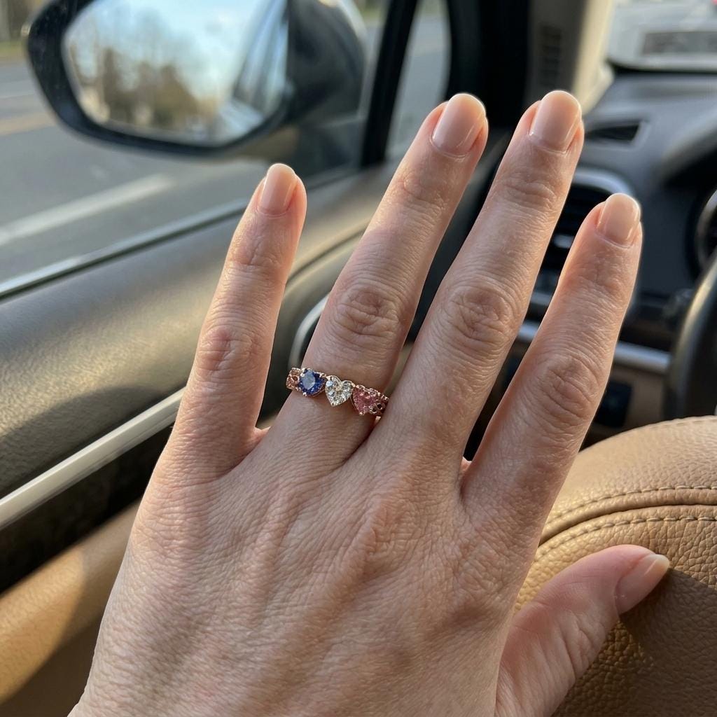 Personalized 3 Birthstone Heart Ring for Mom | Custom Family Ring Gift | Mothers Day Jewelry for Grandma Mother | BRS104