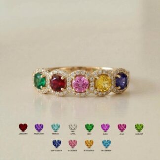 BRS068 halo birthstone ring