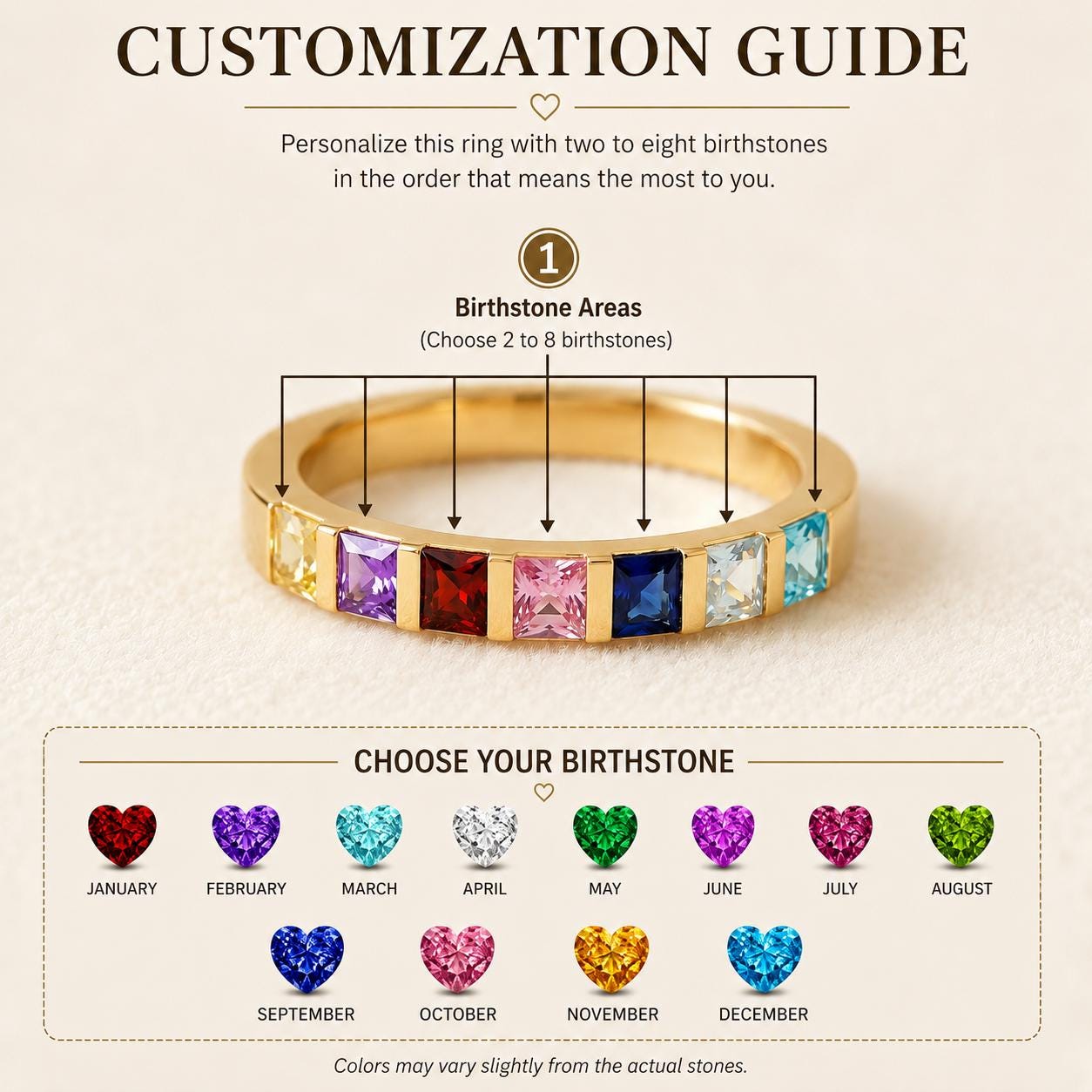 Personalized Birthstone Band Ring with Custom Color | Mothers Day Gift for Mom, Custom Family Ring | Mom and Daughter Jewelry