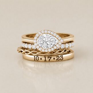 BRS074 personalized bridal and anniversary ring set