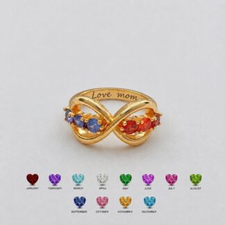 Personalized infinity family birthstone ring