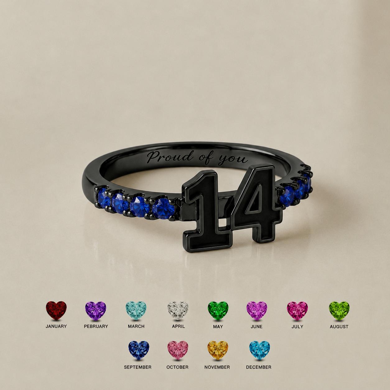 Personalized Number Ring for Daughter | Custom Birthstone Class Year Ring Gift | Graduation Jewelry from Mom | BRS071