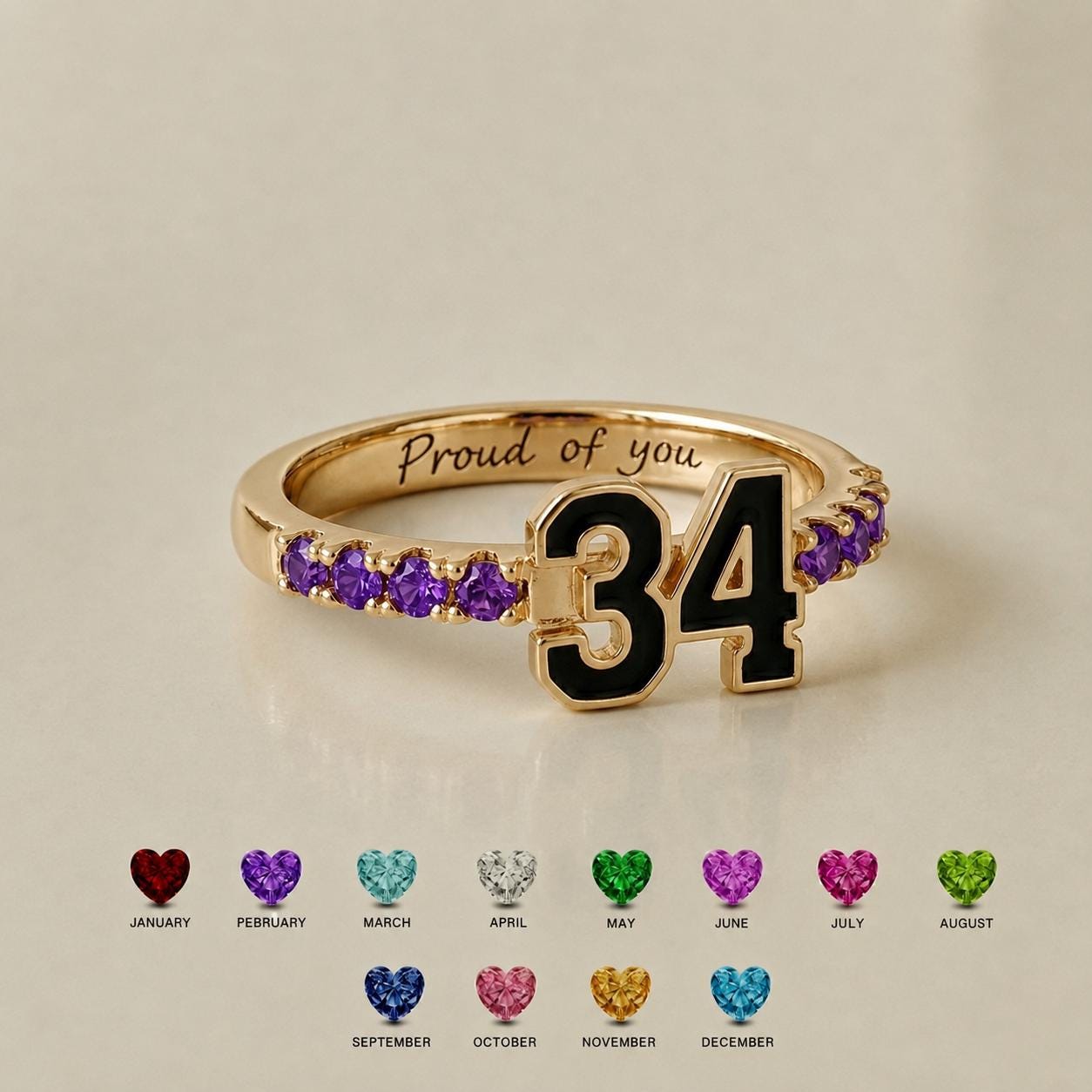 Personalized Number Ring for Daughter | Custom Birthstone Class Year Ring Gift | Graduation Jewelry from Mom | BRS071
