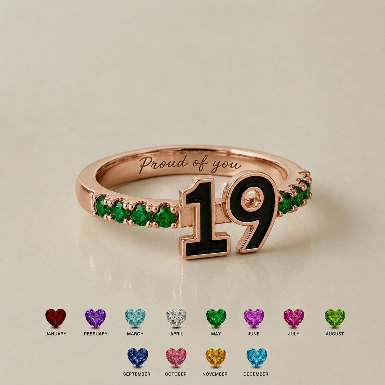Class year birthstone graduation ring