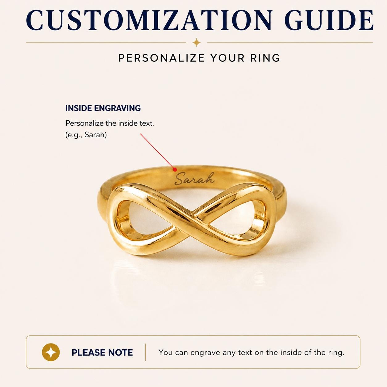 Personalized infinity name ring with custom name