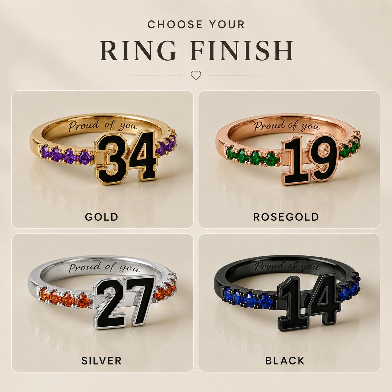 Personalized Number Ring for Daughter | Custom Birthstone Class Year Ring Gift | Graduation Jewelry from Mom | BRS071