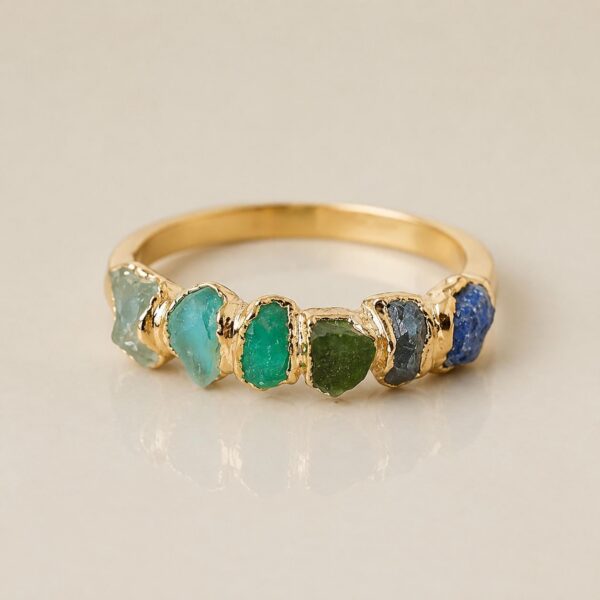 Raw family birthstone ring design supporting 1–8 stones