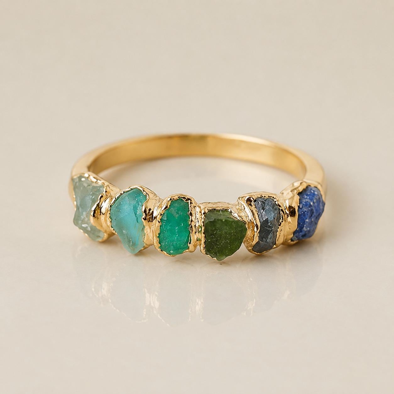 Raw family birthstone ring design supporting 1–8 stones