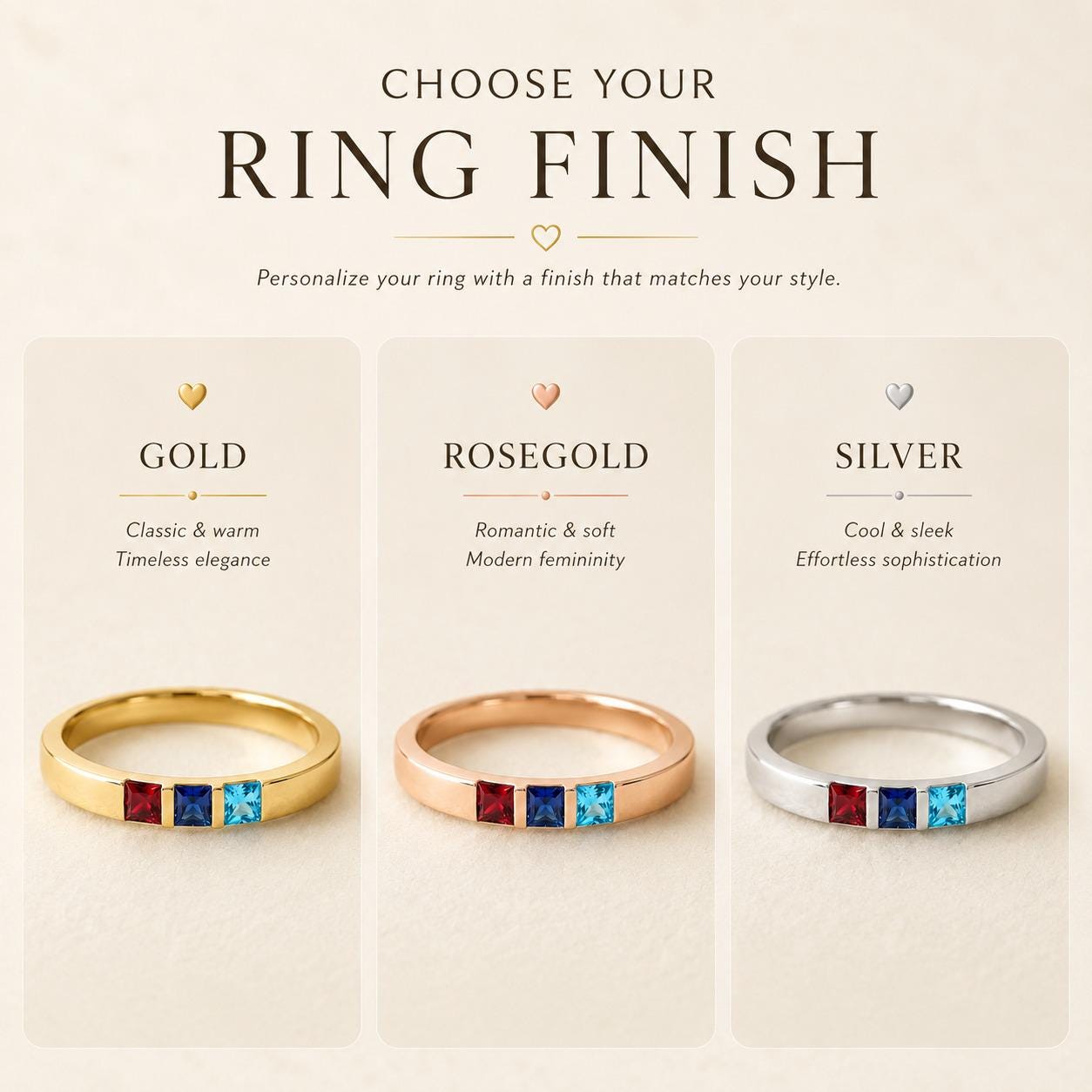 Personalized Birthstone Band Ring with Custom Color | Mothers Day Gift for Mom, Custom Family Ring | Mom and Daughter Jewelry
