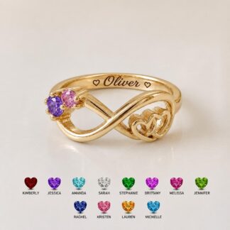BRS083 infinity heart birthstone ring